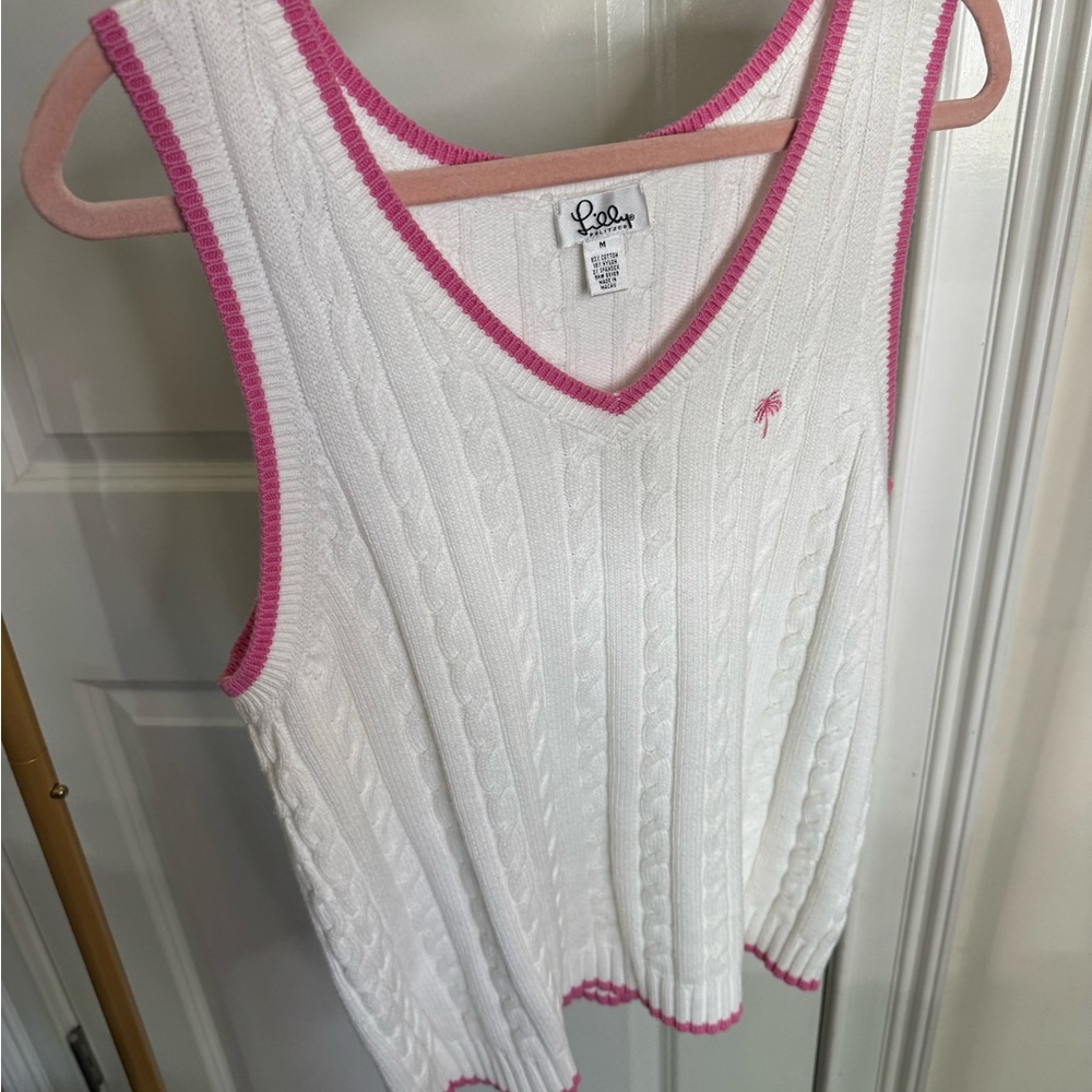 Lilly Pulitzer White Cable Sweater Vest/Tank